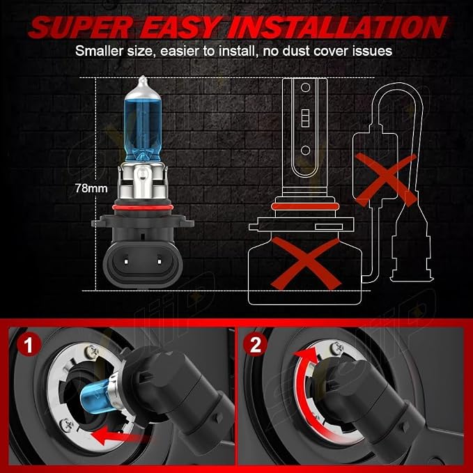 Upgraded Halogen Headlight Bulbs Compatible for Subaru Legacy 2005-2014/Outback 2010-2014, 9005 High Beam H7 Low Beam Headlamp Lights, Plug N Play, 6000K White, 300% Brightness,4-Pack