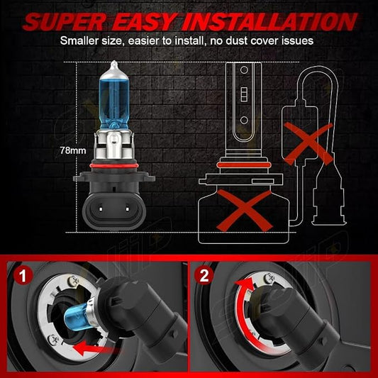 Upgraded Halogen Headlight Bulbs Compatible for Subaru Legacy 2005-2014/Outback 2010-2014, 9005 High Beam H7 Low Beam Headlamp Lights, Plug N Play, 6000K White, 300% Brightness,4-Pack