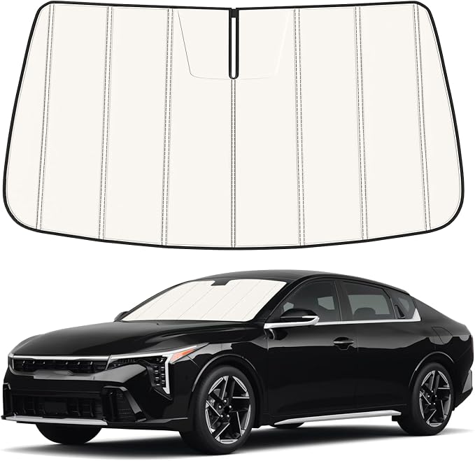 Windshield Sun Shade for Kia K4 2025-2026, Front Window Visor Accessories, Folding Design Blocks Heat & UV Rays Maintain Cool Interior and Save Space