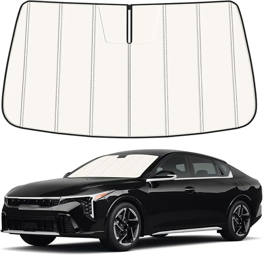 Windshield Sun Shade for Kia K4 2025-2026, Front Window Visor Accessories, Folding Design Blocks Heat & UV Rays Maintain Cool Interior and Save Space