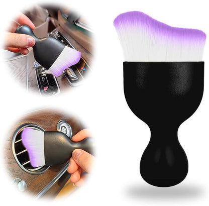 Car Cleaning Brush Soft Bristle Car Interior Dust Brush, suitable for cleaning car dashboards and air vent gaps, also usable on leather and computers, scratch-proof(Purple+White)