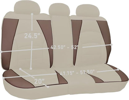 FH Group Ultra Comfort Highest Grade Faux Leather Full Set Cushion Pads Car Seat Covers for Front and Rear– Universal Fit for Cars Trucks & SUVs (Beige/Tan)