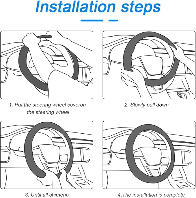 Car Steering Wheel Cover, 14.5"-15" Leather Anti-Slip Sporty Vehicle Steering Wheel Protector, Soft Breathable Auto Interior Decoration Accessories, Universal for SUV Truck Sedan (Grey)