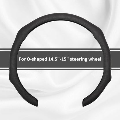Nappa Leather Car Steering Wheel Cover Non Slip Vehicle Steering Wheel Cover Trim Protector, Quick Install Comfy Automotive Interior Decor, Universal fit 14½ to 15 inches Car Pickup SUV