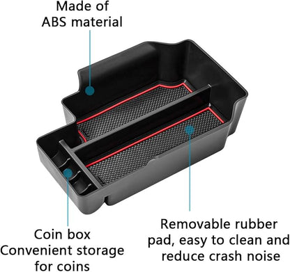EDBETOS Center Console Organizer Tray Compatible with Chevy Colorado GMC Canyon Accessories 2015 2016 2017 2018 2019 2020 2021 2022 Armrest Secondary Storage Glove Box (Red Trim)