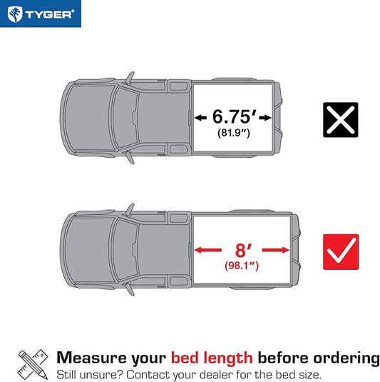 Tyger Auto T3 Soft Tri-fold Truck Bed Tonneau Cover Compatible with 2017-2026 Ford F-250 F-350 Super Duty | 8' (98") Bed | TG-BC3F1125