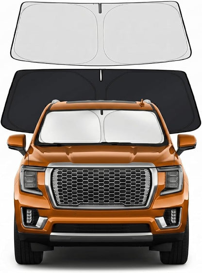Custom Fit Windshield Sun Shade for GMC Yukon XL 2021-2026 | Custom Fit Windshield Cover, Blocks UV Rays, Double-Layer Heat Shield, Durable Frame, Easy Fold & Storage