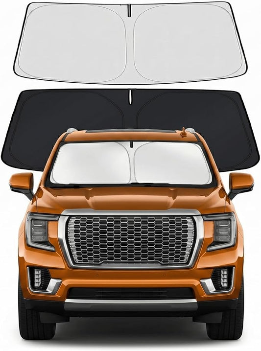 Custom Fit Windshield Sun Shade for GMC Yukon XL 2021-2026 | Custom Fit Windshield Cover, Blocks UV Rays, Double-Layer Heat Shield, Durable Frame, Easy Fold & Storage
