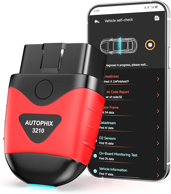 AUTOPHIX 3210 OBD2 Scanner for DIYers – Fix Check Engine Light & Pass Smog Test at Home, Code Reader, Checks Battery, Live Engine Data, No Subscription, Works with 1996+ Cars, for iPhone/Android