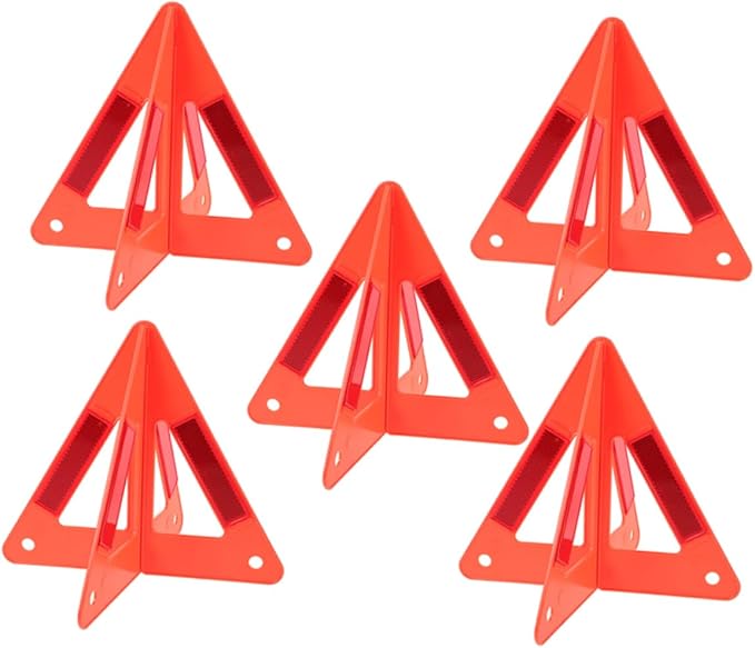 Amosfun 5pcs Emergency Roadside Car Safety Accessory Foldable Warning Triangle