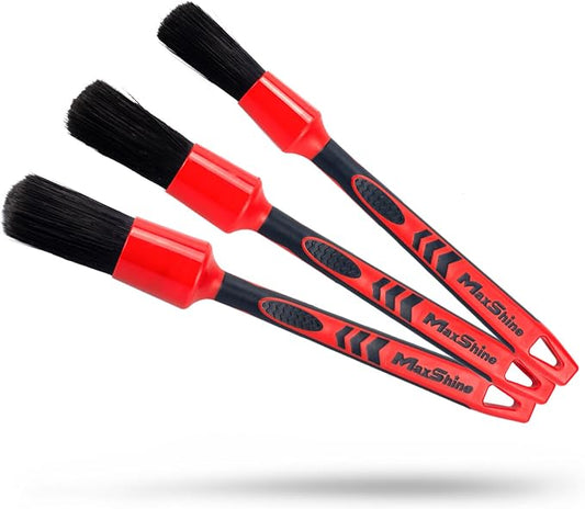 Maxshine Universal Red & Black Combo Detailing Brush – Versatile Brush for Interior & Exterior Cleaning – Ideal for Wheels, Vents, Badges & More