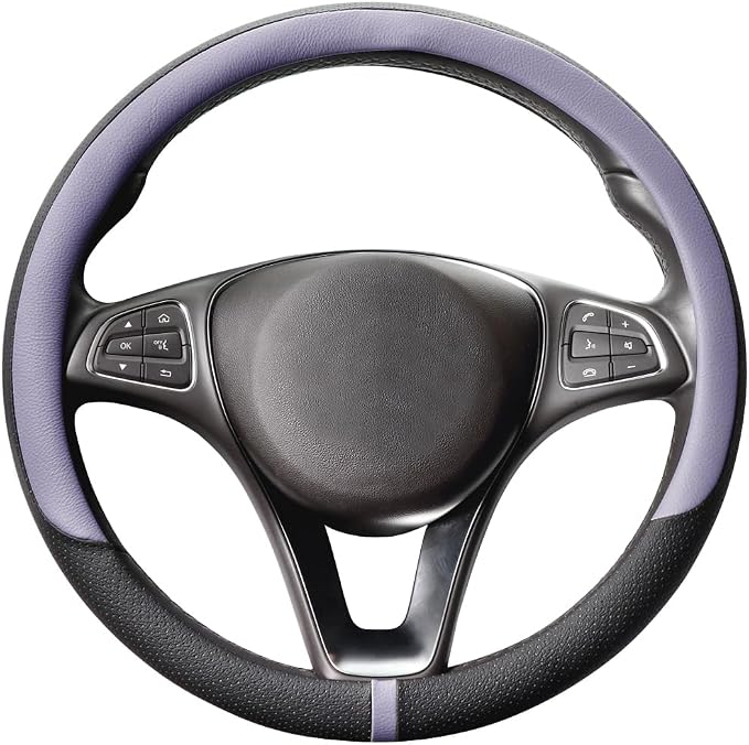 COFIT 15 Inch Steering Wheel Cover, Microfiber Leather, Purple | Non-slip Breathable Auto Universal Steeringwheel Protector Wrap Suit for 14.5-15 inch, Automotive Interior Accessories