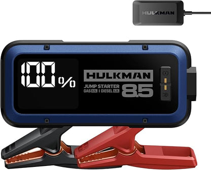 Hulkman Alpha85, Cobalt Blue, 2000A 74Wh Smart Jump Starter with 65W Fast Charger,12V Portable Car Battery Booster with 3.3"Display Power Pack,5-Mode light,Jumper Cables for up to 8.5L Gas/6.0L Diesel