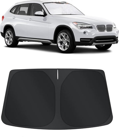 TINGLU Sun Shade for BMW X1 E84 2011-2015 Accessories Windshield Sun Shade Window Shade UV Rays Protection Sun Visor Cover with Steering Wheel Sunshade Storage Bag