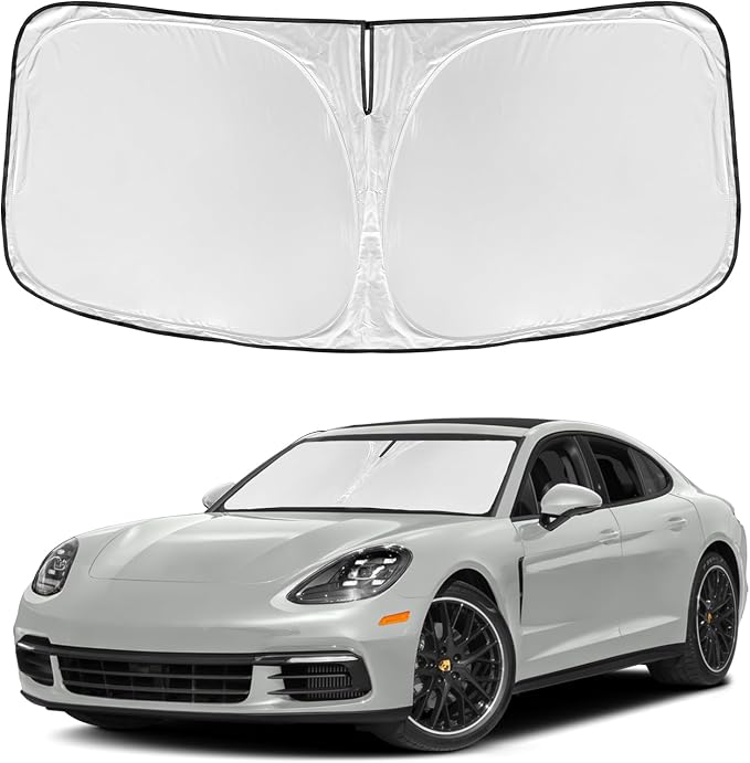 for Porsche Panamera 2017-2025 Windshield Sun Shade - 4 Layers Car Sunshades for Front Windows Shade Cover Custom Fit Panamera Sun Visor 250T Retractable Shade Blocks UV Rays Car Accessories