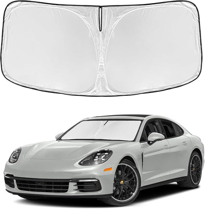 for Porsche Panamera 2017-2025 Windshield Sun Shade - 4 Layers Car Sunshades for Front Windows Shade Cover Custom Fit Panamera Sun Visor 250T Retractable Shade Blocks UV Rays Car Accessories