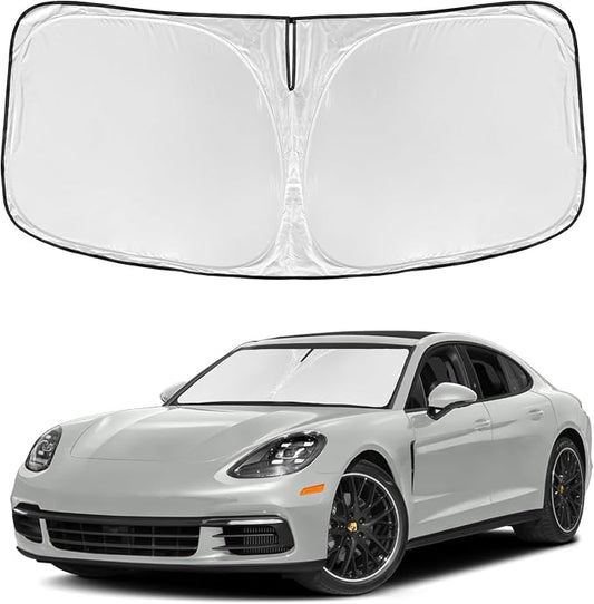 for Porsche Panamera 2017-2025 Windshield Sun Shade - 4 Layers Car Sunshades for Front Windows Shade Cover Custom Fit Panamera Sun Visor 250T Retractable Shade Blocks UV Rays Car Accessories