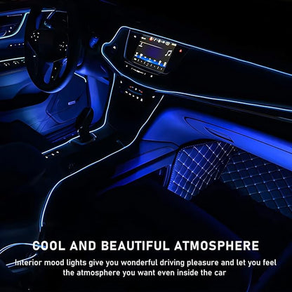 Ohleats Car LED Strip Light, 24 LED RGB Auto Interior Atmosphere Lights, Cigarette Lighter Under Dash Ambient Night Light, Interior Decorative Lamp Lighting Kit Car Accessories (Blue)