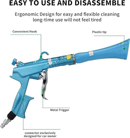 GOCCIDA Tornado Dry Car Cleaning Gun Detailing Interior Dryer Air Blow Gun for Car Detailing Air Gun Car Dust Cleaner Air Compressor Blower Gun with Nozzle and Auto Detailing Dusting Brush
