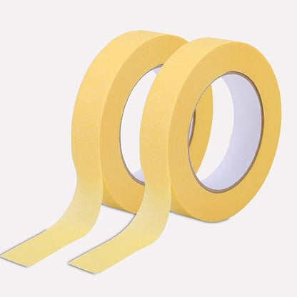 Lichamp 25mm x 50m Yellow Automotive Masking Tape for Painting, Auto Body Masking Tape for Car Detailing, Yellow Painters Tapes 1 inch x 55 Yards x 2 Rolls