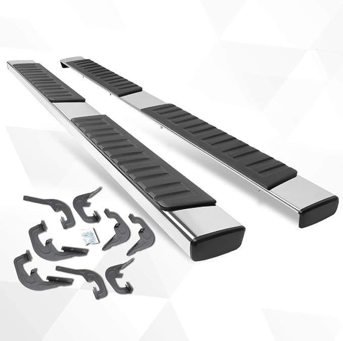 [Pair] 6 Inch Chrome Stainless Running Boards Side Steps Bars Compatible with 07-19 Chevy Silverado/GMC Sierra Crew Cab