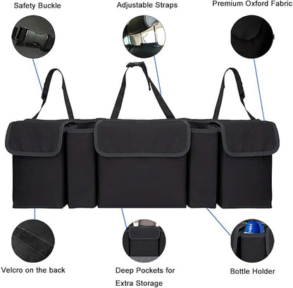 AOPHY Car Organizers and Storage, Backseat Hanging Organizer with 5 Pockets, Waterproof Collapsible Large Capacity Organization Bag, Interior Accessories Trunk Organizer for Car, SUV, Truck, MPV