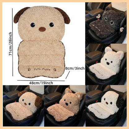 Cute Car Seat Cushion with Back Cartoon Plush Lumbar Support Pillow for Driving Seat Desk Chair Cushions for Cars Office Playroom Gaming Accessories Room Bedroom Decor