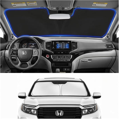 Custom Fit Windshield Sun Shade for Honda Ridgeline 2017-2026 | Custom Fit Windshield Cover, Blocks UV Rays, Double-Layer Heat Shield, Durable Frame, Easy Fold & Storage
