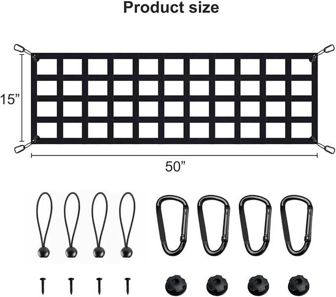 Tailgate Net - for Full Size Truck Cargo Net Compatible with Ford, Chevy, Dodge,Ram etc - Tail Gate Extender Nets for Pickup Truck Bed Accessories (50" x 15")