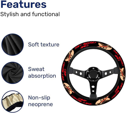 GENANY Hockey Mask Horror Steering Wheel Cover, Non Slip Polyester Car Wheel Protector for Car SUV Truck, Universal 15 Inch