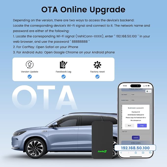 Carlinkit 5.0 Wireless CarPlay & Android Auto Adapter 2air, Plug & Play, No Lag, Stable Connection, Online Update, for Cars with OEM Wired CarPlay & Android Auto (2016-2026)