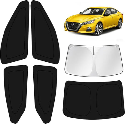 KUST Car Window Shades for Nissan Altima Platinum 2019-2025 Windshield Sun Shade Side Window Cover UV Block Privacy Protection Accessories for Camping Blackout Rear Back Full Set 6PCS