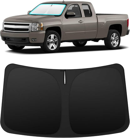 INSAUTO Custom Fit Windshield Sun Shade Accessories for Chevrolet/Chevy Silverado/GMC Sierra 2007-2013, Foldable Front Window Sunshade, UV & Heat Reflector, Keeps Interior Cool, Includes Storage Bag