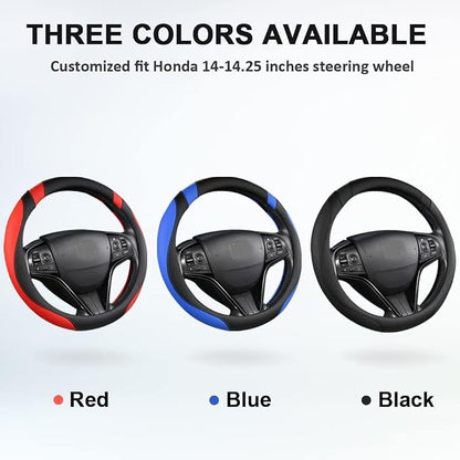 West Llama Customized Auto Car Steering Wheel Cover for Honda Civic, CR-Z, Insight, S2000, 14" - 14.25" (Black-Small Size)