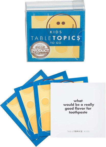 TableTopics Kids to Go Question Game with Conversation Cards for Kids - 40 Conversation Starters for Families to Play at the Dinner Table, Family Game Night, & Road Trips