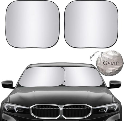 GVEN Windshield Sun Shade Car Sunshade Truck Accessories Large-Size Front Window Shades Windshield Cover Visor for Full-Size MPVs, Vans, Trucks, SUVs, Tesla (Silver, L)