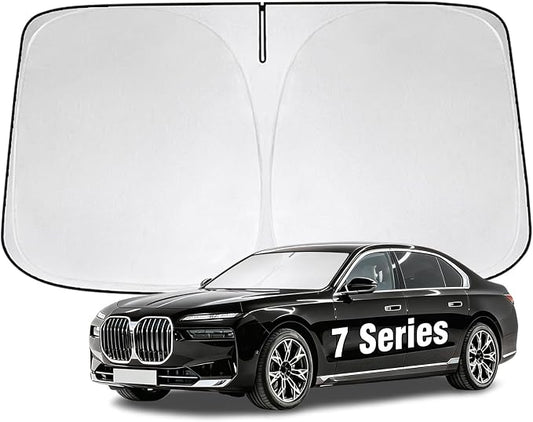 Windshield Sun Shade for BMW 7 Series 2001-2026 Sunshade 300T Windshield Cover Shield Protector Blocks UV Rays Custom Fit 7 Series Front Window Shade Windshield Accessories Keep Cool Foldable
