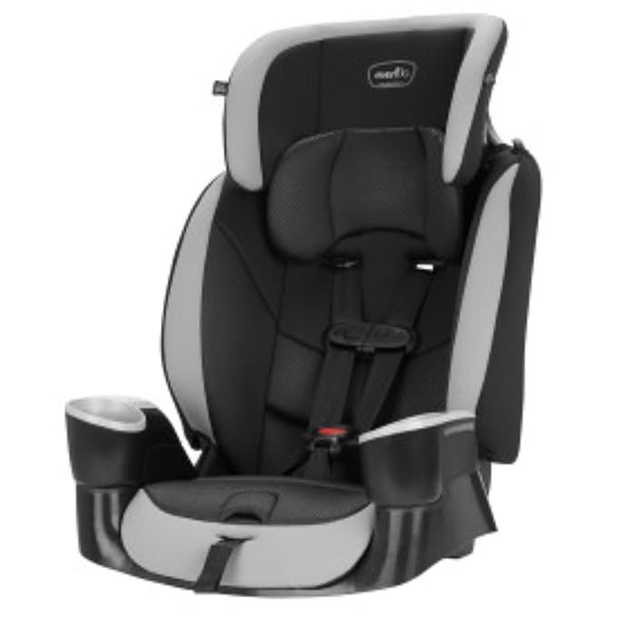 Evenflo High-Back Booster Car Seat with Harness, 22 to 110lbs, Maestro Sport, Granite Gray