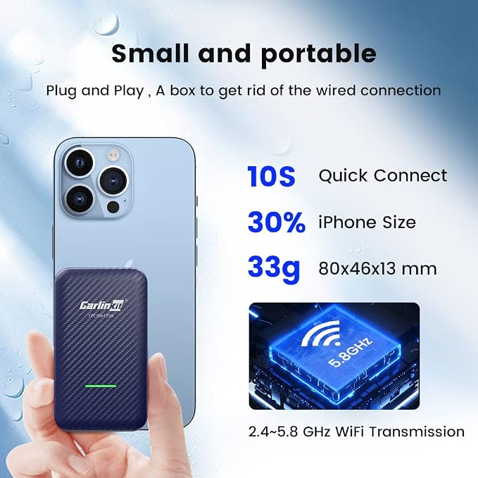 CarlinKit 4.0 CarPlay Wireless Adapter,Android Auto Wireless Dongle for OEM Wired CarPlay Cars,2026 OTA Upgrade-2 in 1,5Ghz WiFi Seamless Auto-Connect,Two Line, CPC200-CP2A for iPhone 6+/Android 11+