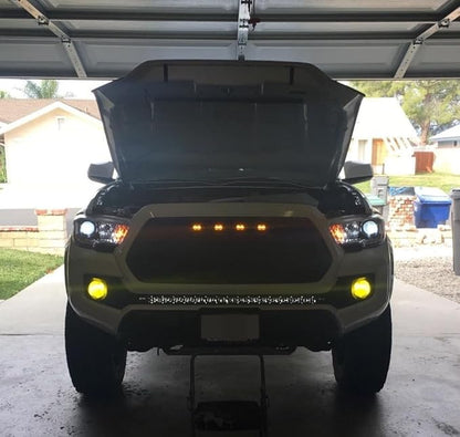 iJDMTOY 4pc Set Front Grille Lighting Kit Compatible with 2016-2023 Toyota Tacoma w/TRD Pro Grill ONLY, Includes (4) 4-SMD 2500K Amber LED Light Assy & Wiring Harness