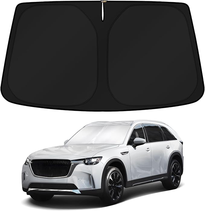 KUST Windshield Sun Shade for 2024 2025 2026 Mazda CX-90 CX90 PHEV Accessories Custom Fit Sunshade Sun Protector Blocks UV Rays Keep Your Car Cooler