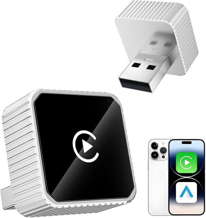 2026 Wireless CarPlay & Android Auto Adapter for iPhone & Android, 2-in-1 Mini Metal Dongle, Plug & Play Auto-Connect, Zero Latency Wireless Car Adapter for OEM Wired Radios (Slive)