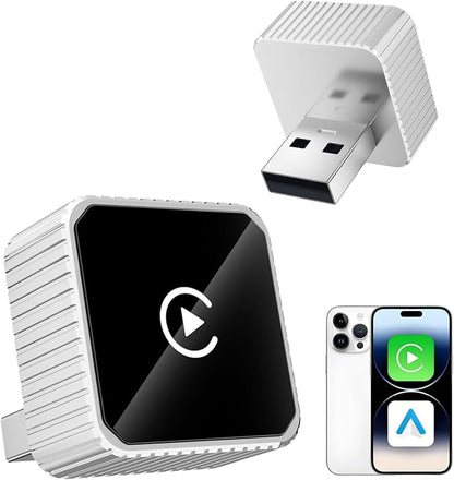 2026 Wireless CarPlay & Android Auto Adapter for iPhone & Android, 2-in-1 Mini Metal Dongle, Plug & Play Auto-Connect, Zero Latency Wireless Car Adapter for OEM Wired Radios (Slive)