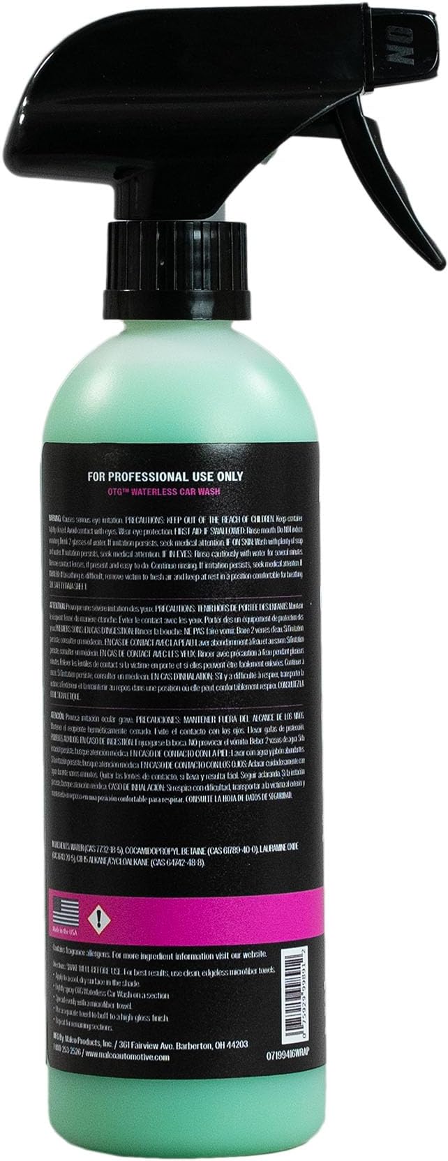 Malco OTG Waterless Car Wash (16 Oz.) - 100% Waterless Car Wash Spray/No Water or Bucket Needed/Safe and Effective Cleaning Solution for Cars/Great for On The Go or Regular Use (199416)