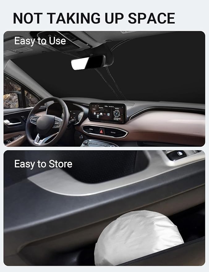 Proadsy 2026 Upgrade Front Windshield Sun Shade Foldable Sunshade Protector Custom Fit 2019-2023 Santa Fe, SE, SEL, SEL Plus, Limited, Ultimate Accessories