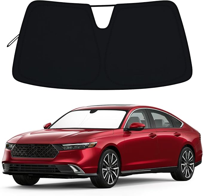 Car Windshield Sun Shade for 2023-2026 Honda Accord| Front Window Sun Visor| 310T Reflective Polyester| UV Heat Insulation Protection| Foldable Sunshade with Storage Pouch