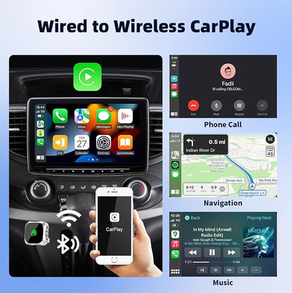 Wireless CarPlay Adapter for iPhone, Convert Wired to Wireless Apple CarPlay Adapter, Plug & Play, No Delay & Stable Control, Mini Size, USB & USB-C/Type-C for Cars 2016+ iOS10+, CarPlay Dongle Black