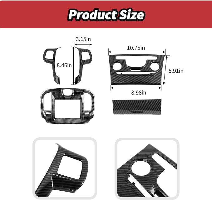 JeCar 5pcs Carbon Fiber Interior Trim Kit Interior Accessories for 2011-2014 Chrysler 300/300C