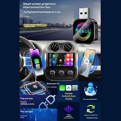Wireless Carplay Adapter Android Auto Airplay Smart Carplay USB Dongle Wired Connection Plug and Play