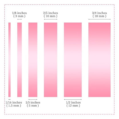 6 Rolls Fine Line Tape 1/16, 1/8, 1/5, 2/5, 1/2, 3/4 Inch x 55 Yard Fineline Masking Tape Painter Adhesive Automotive for DIY Car Auto Paint (Pink, Mixed Sizes)